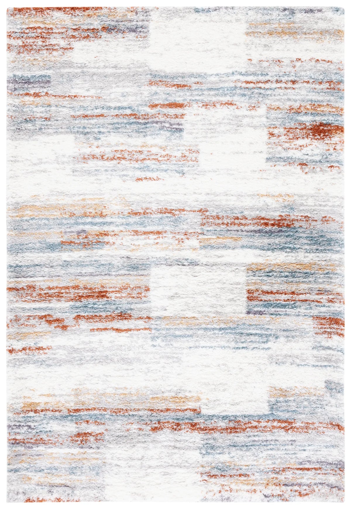 Safavieh Berber Shag 4'-5" x 6'-5" Rug in Blue Rust / Ivory