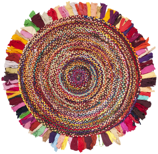 Safavieh Braided 4'-0" x 4'-0" Rug in Red / Multi