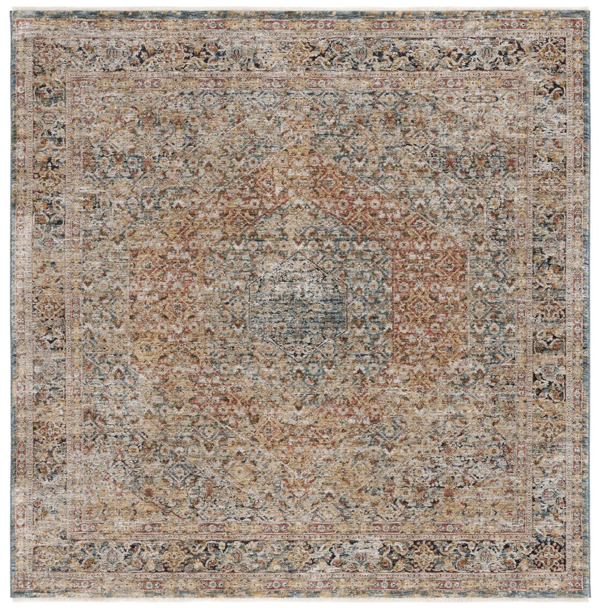 Safavieh Silverado 6'-4" x 6'-4" Rug in Blue / Rust
