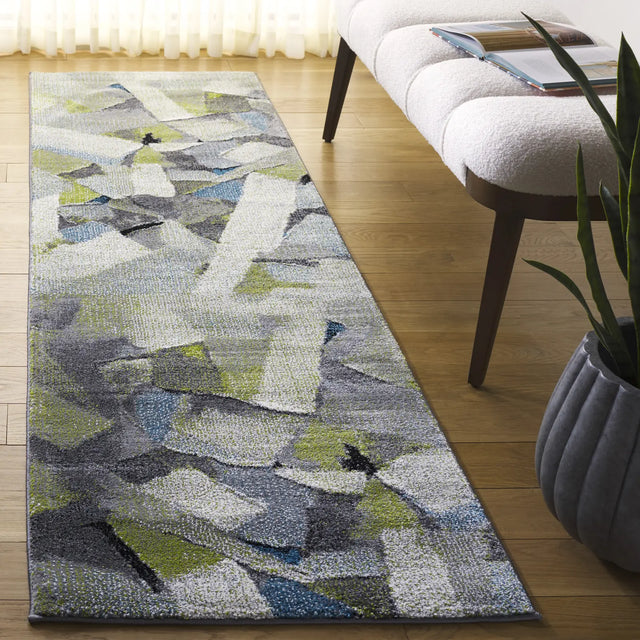 Safavieh Porcello 2'-3" x 8'-0" Rug in Green / Grey