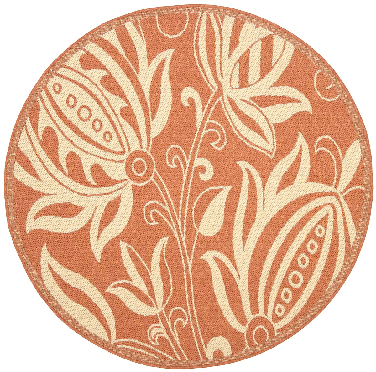 Safavieh Courtyard 6'-7" x 6'-7" Rug in Terracotta / Natural