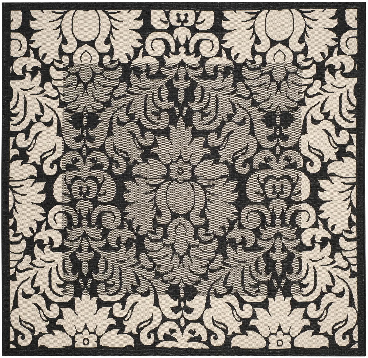Safavieh Courtyard 6'-7" x 6'-7" Rug in Black / Sand