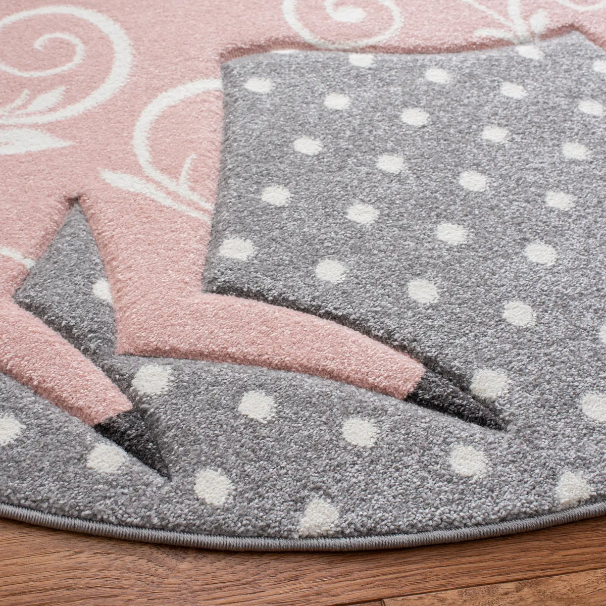 Safavieh Carousel Kids 100 5'-3" x 5'-3" Rug in Grey/Ivory / Pink