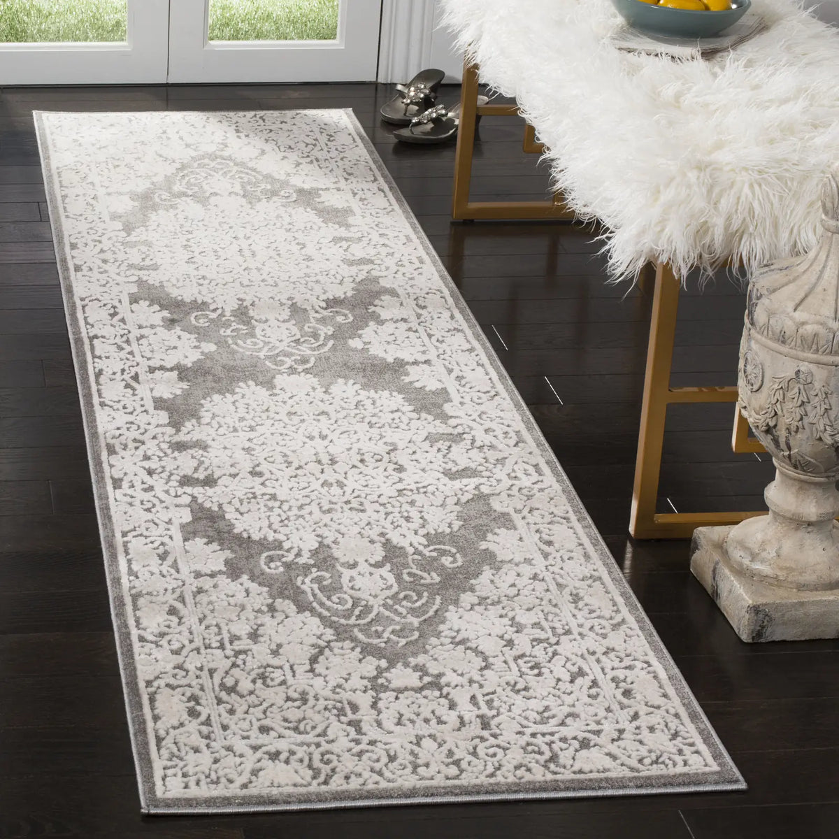 Safavieh Reflection 2'-3" x 10'-0" Rug in Dark Grey / Cream