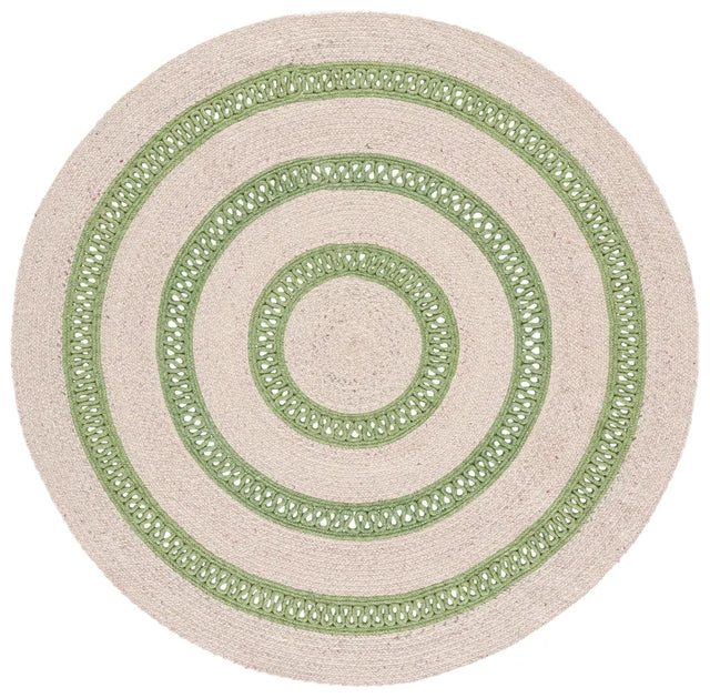 Safavieh Braided 5'-0" x 5'-0" Rug in Green / Pink
