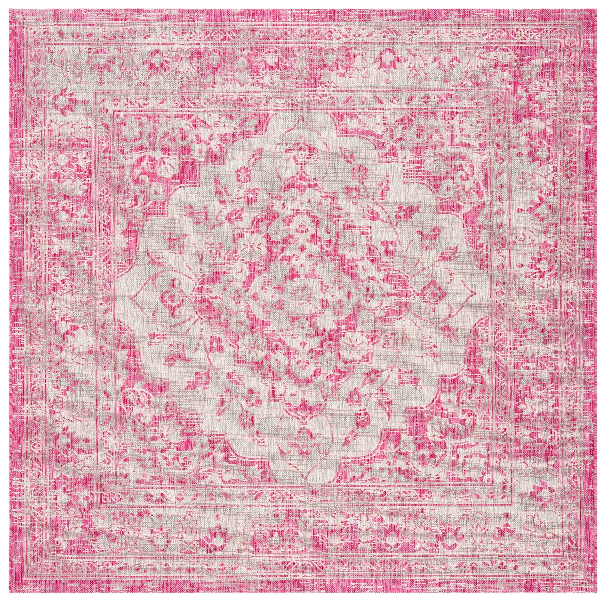 Safavieh Courtyard 6'-7" x 6'-7" Rug in Fuchsia / Grey