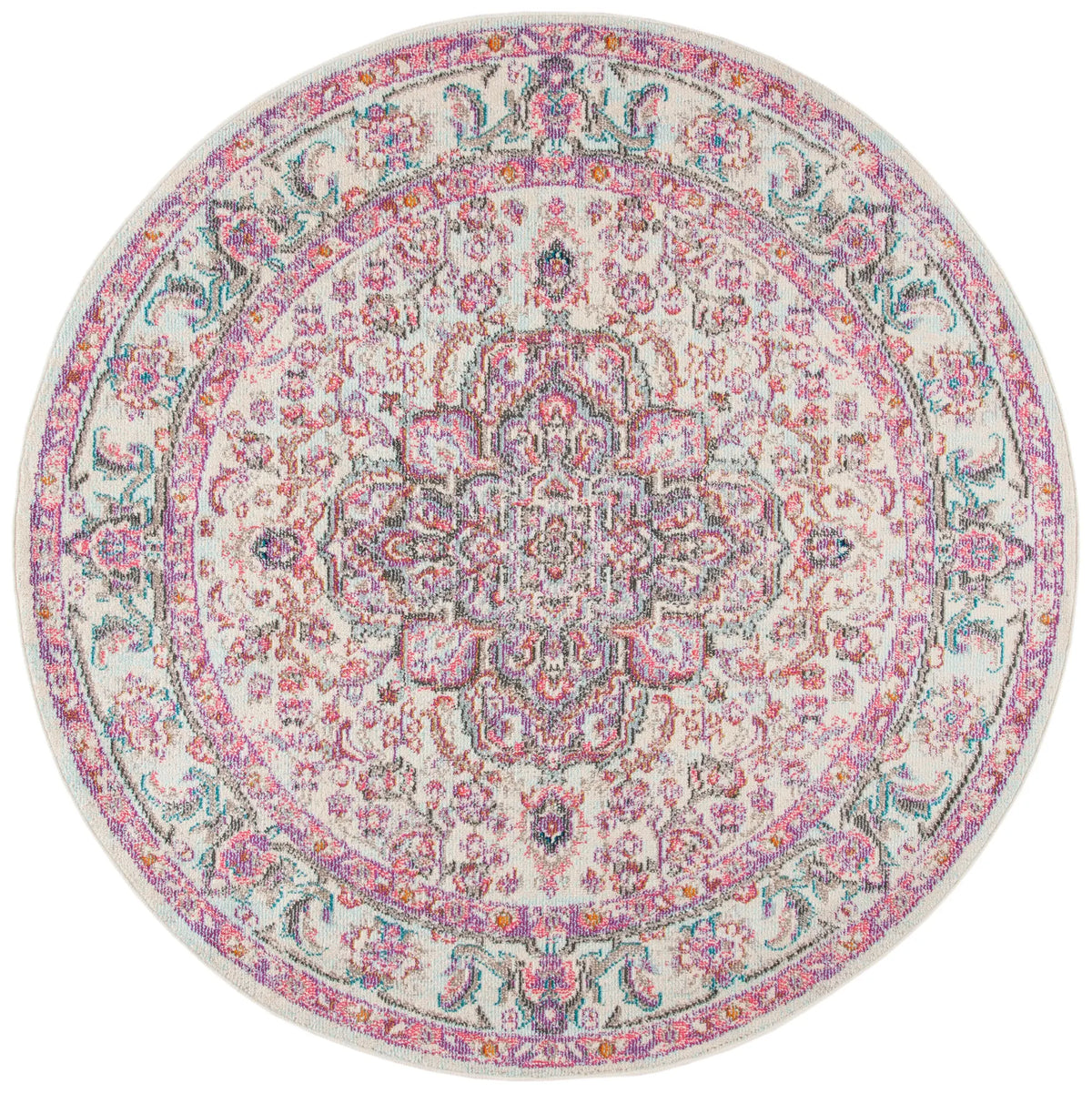 Safavieh Madison 200 6'-7" x 6'-7" Rug in Beige / Fuchsia