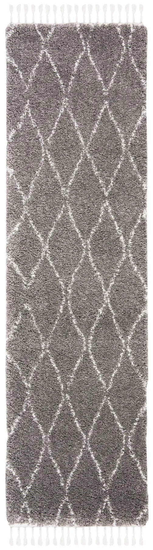 Safavieh Moroccan Fringe Shag 2'-2" x 8'-0" Rug in Grey / Ivory