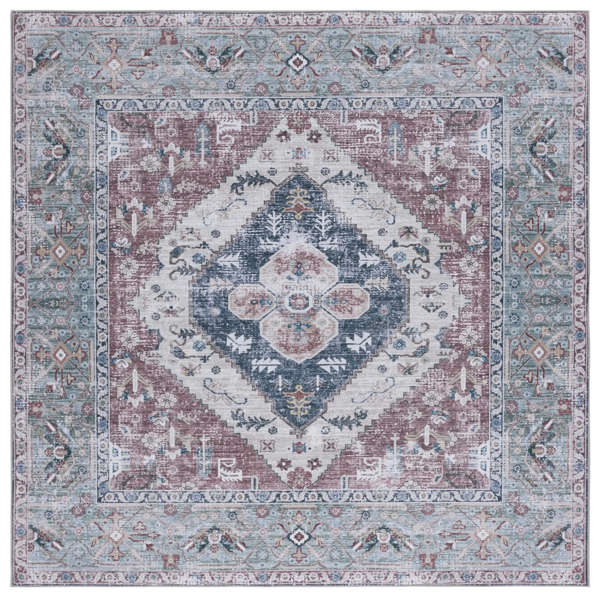 Safavieh Tucson 6'-0" x 6'-0" Rug in Rust / Navy