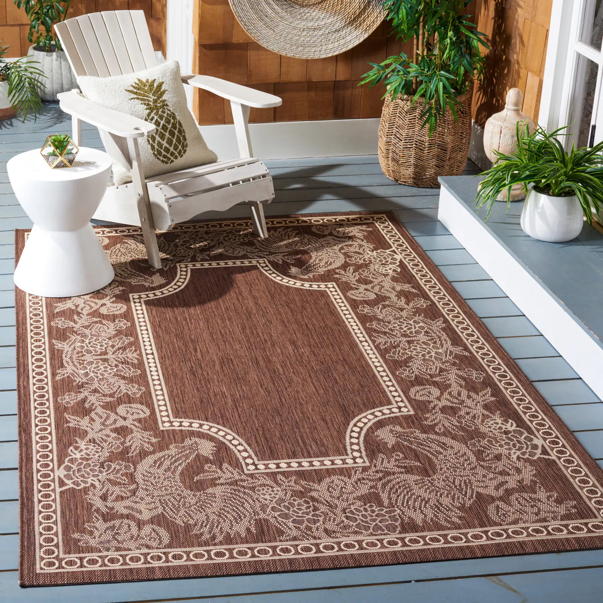 Safavieh Courtyard 5'-3" x 7'-7" Rug in Chocolate / Natural