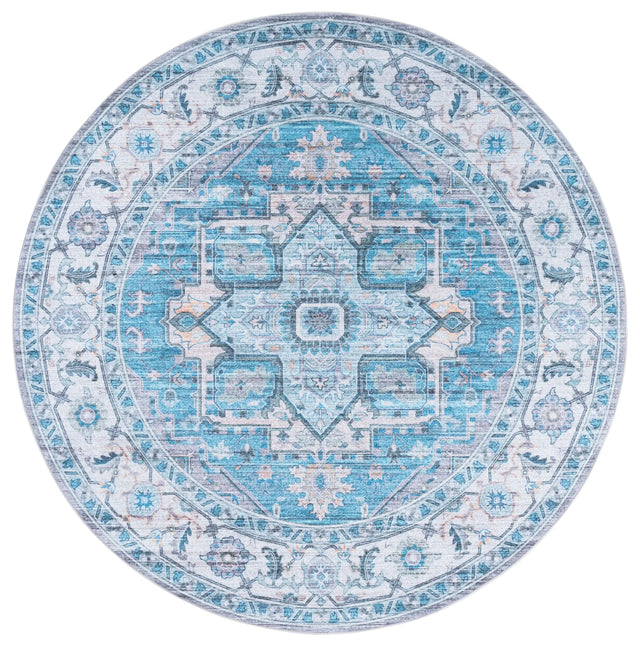 Safavieh Martha Stewart Washable 6'-0" x 6'-0" Rug in Grey / Turquoise