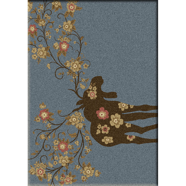 American Dakota Moose Blossom Blue Rug