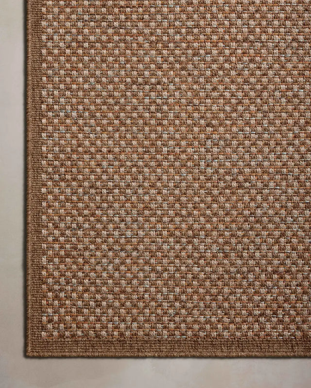 Loloi Merrick Mer-02 Natural/Sunrise Rug - corner on wood