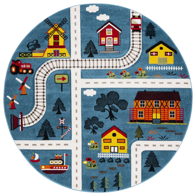 Safavieh Carousel Kids 100 5'-3" x 5'-3" Rug in Blue / Beige