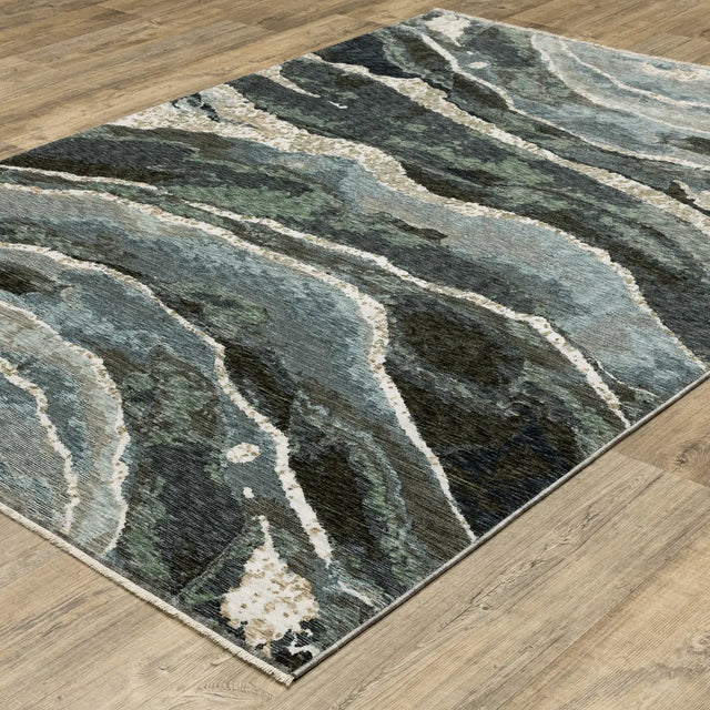 Oriental Weavers Sphinx ECHO ECH12 Blue Abstract Rugs - angle detail