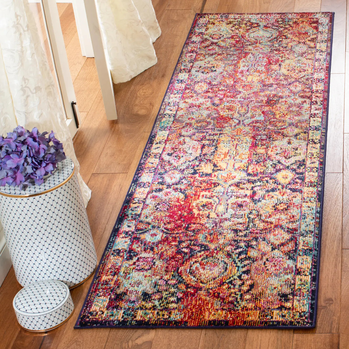 Safavieh Crystal 2'-2" x 7'-0" Rug in Navy / Orange