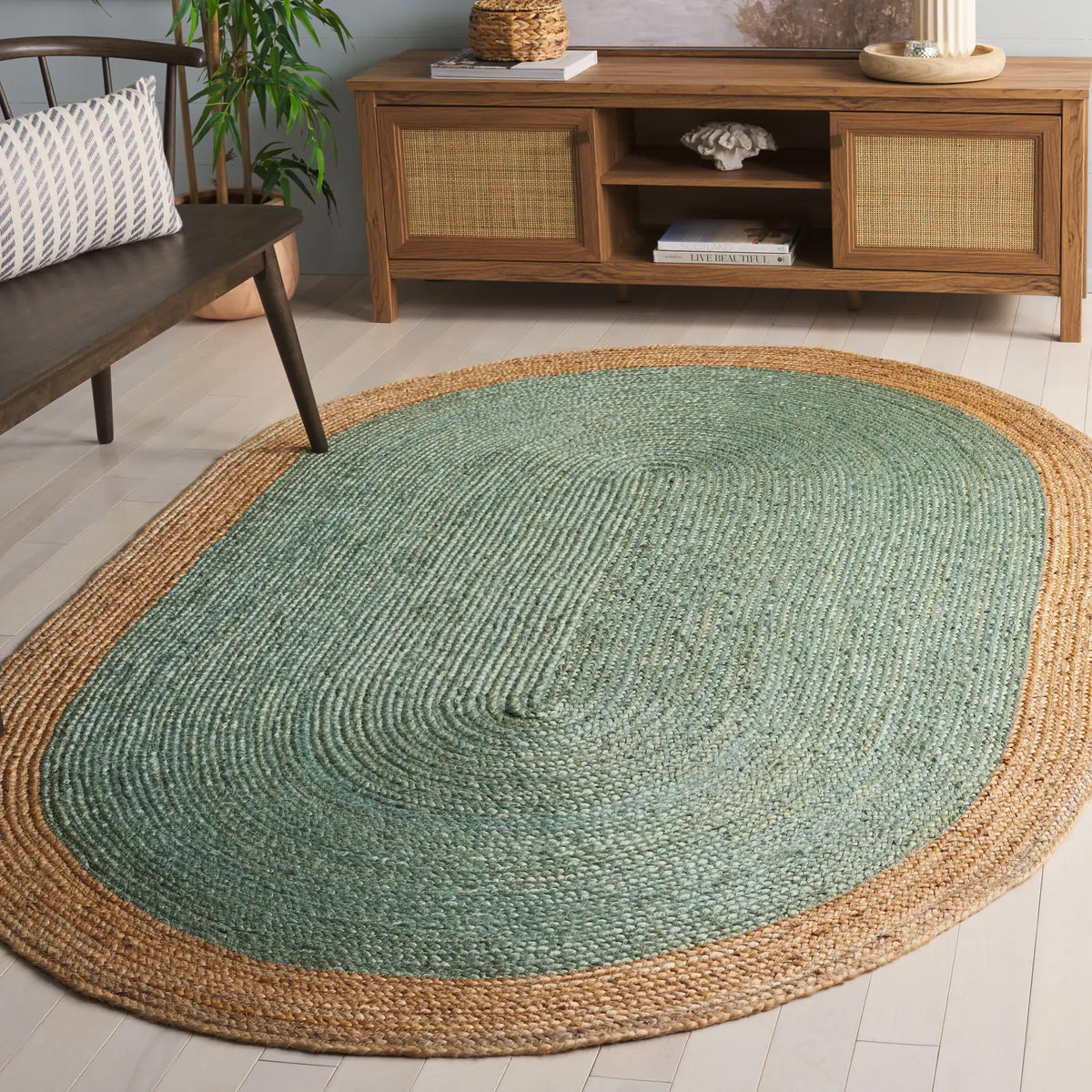 Safavieh Natural Fiber 5'-0" x 8'-0" Rug in Aqua / Natural