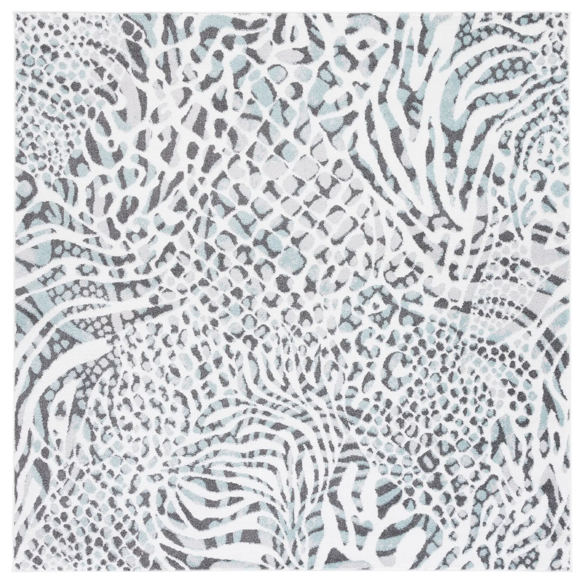 Safavieh Amsterdam 6'-7" x 6'-7" Rug in Ivory / Teal