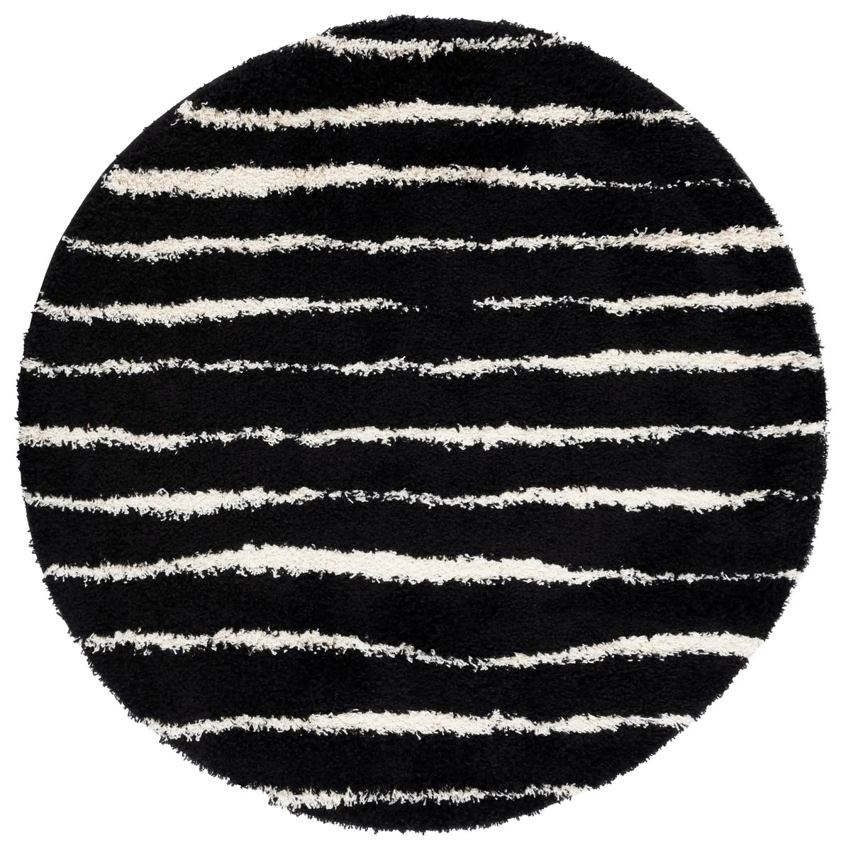 Safavieh Venus Shag 600 6'-7" x 6'-7" Rug in Black / Ivory
