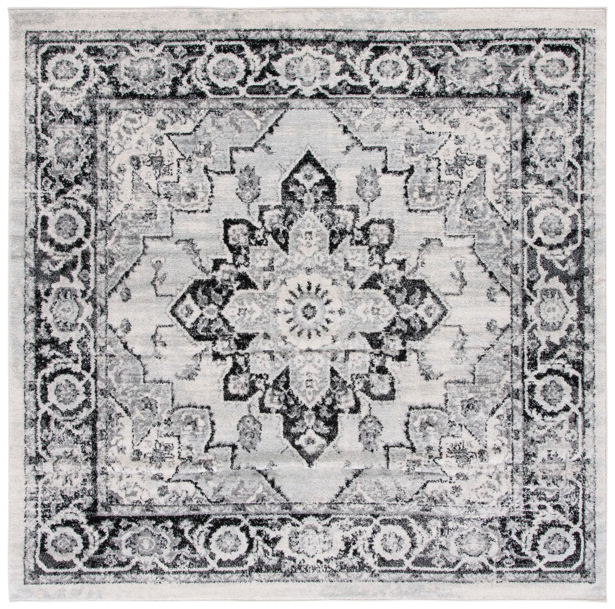 Safavieh Tulum 6'-7" x 6'-7" Rug in Ivory / Black