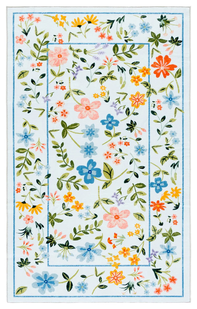 Safavieh Martha Stewart Washable 3'-0" x 5'-0" Rug in Light Blue / Rust