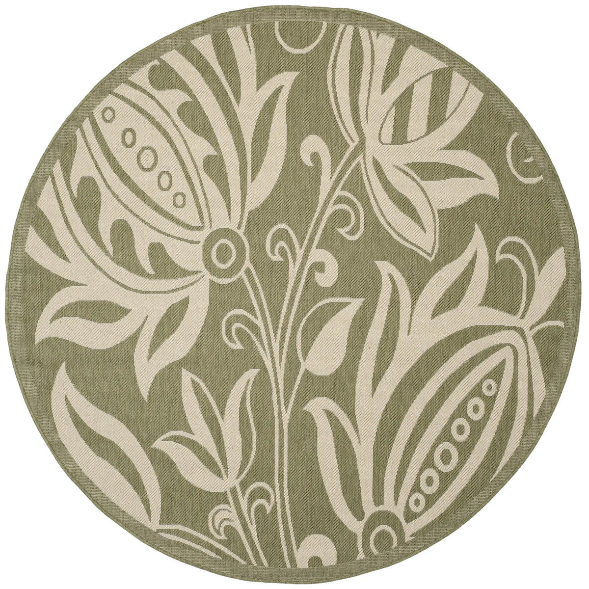 Safavieh Courtyard 5'-3" x 5'-3" Rug in Olive / Natural