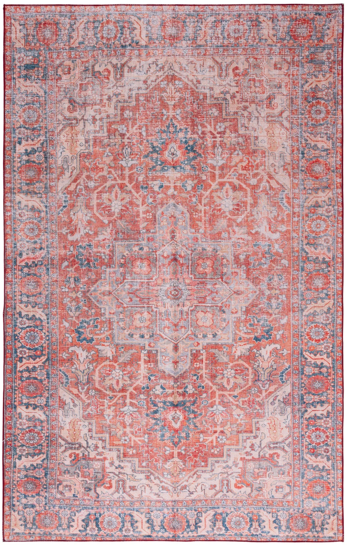 Safavieh Tucson 4'-0" x 6'-0" Rug in Rust / Navy