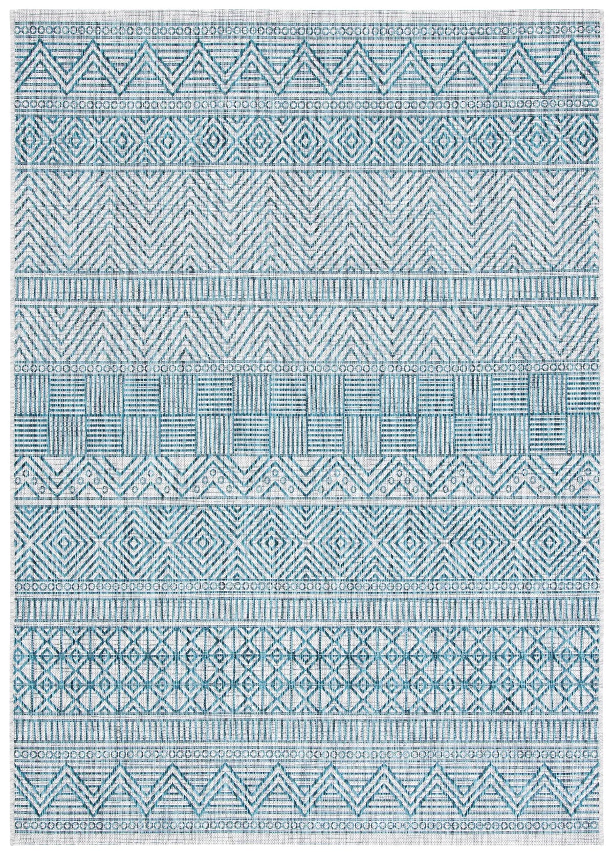 Safavieh Courtyard 4'-0" x 5'-7" Rug in Grey / Teal