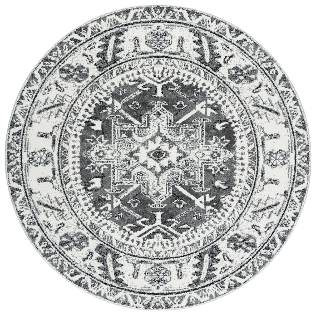 Safavieh Vintage Hamadan 6'-7" x 6'-7" Rug in Grey / Ivory
