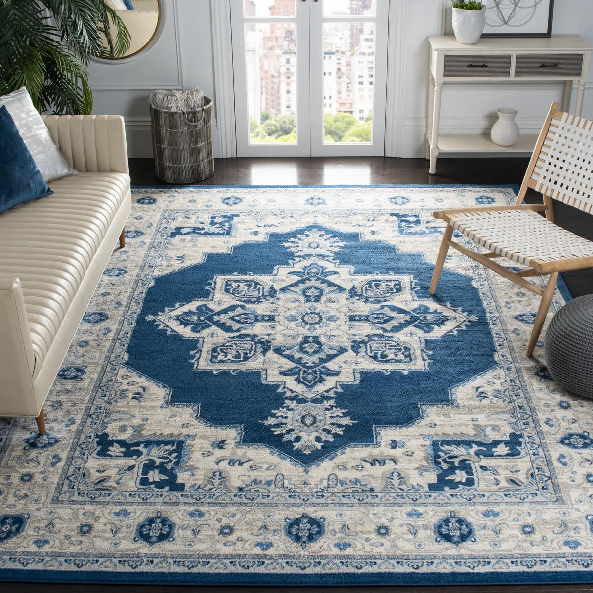 Safavieh Brentwood 10'-0" x 13'-0" Rug in Navy / Creme