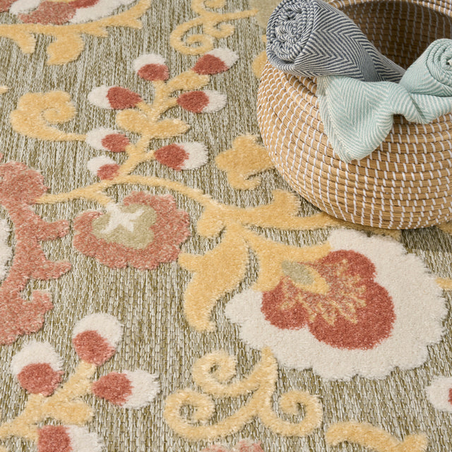 Nourison Aloha ALH17 Machine Made Sage, Rose Rug