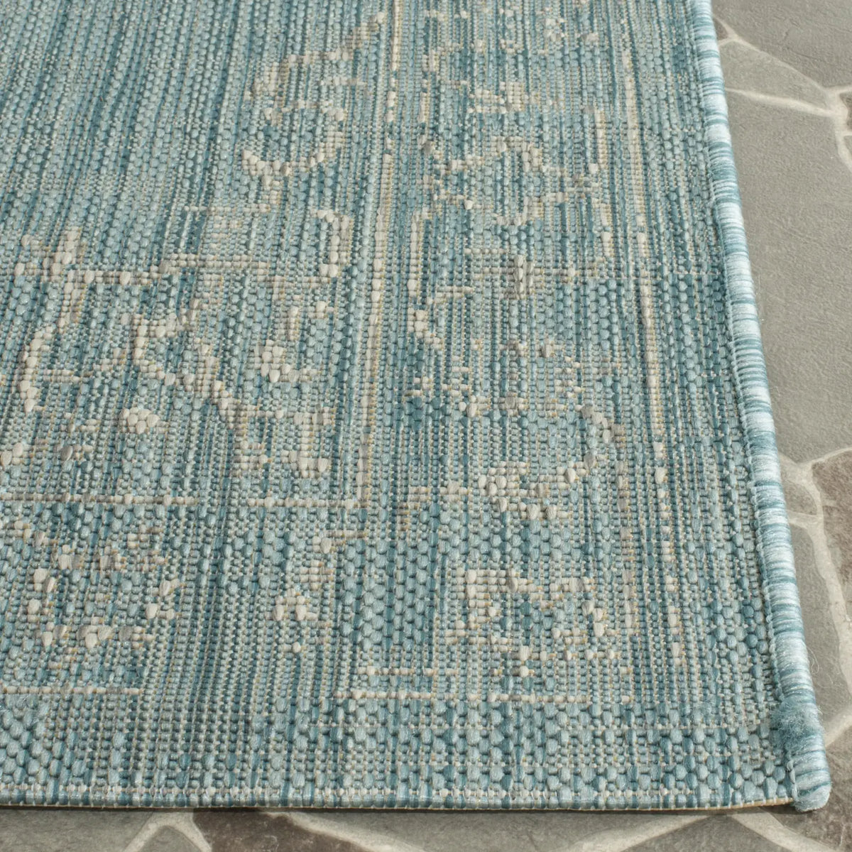 Safavieh Courtyard 2'-3" x 12'-0" Rug in Aqua / Grey