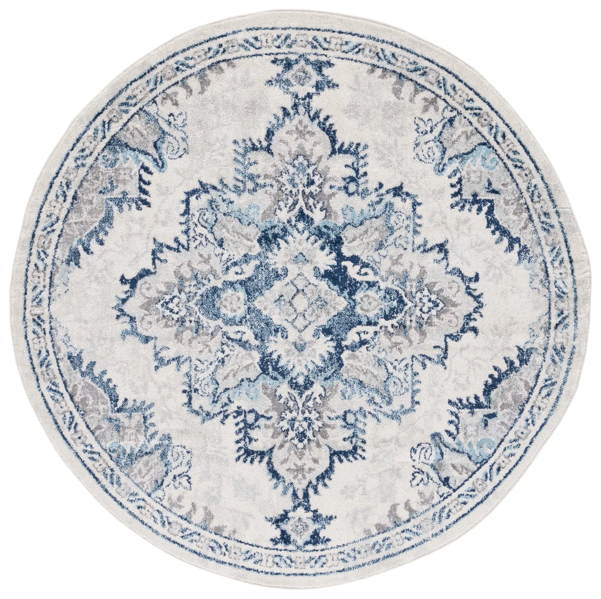 Safavieh Tulum 6'-7" x 6'-7" Rug in Ivory / Blue