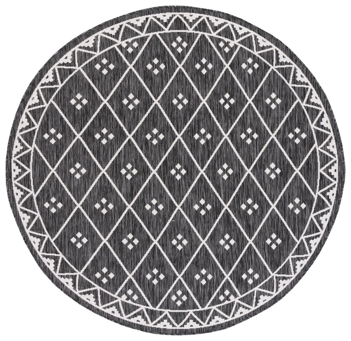 Safavieh Courtyard 6'-7" x 6'-7" Rug in Black / Ivory