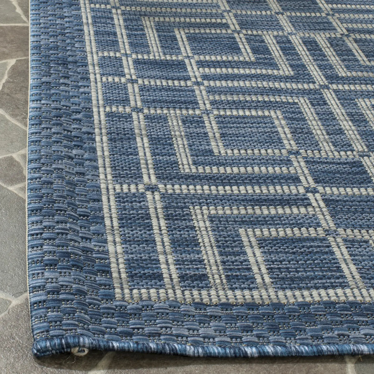 Safavieh Courtyard 8'-0" x 11'-0" Rug in Navy / Grey