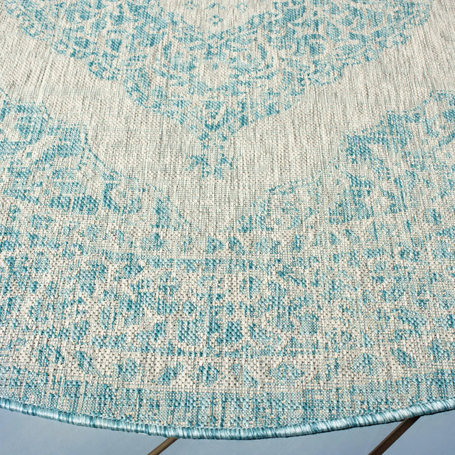 Safavieh Courtyard 5'-3" x 5'-3" Rug in Light Grey / Aqua