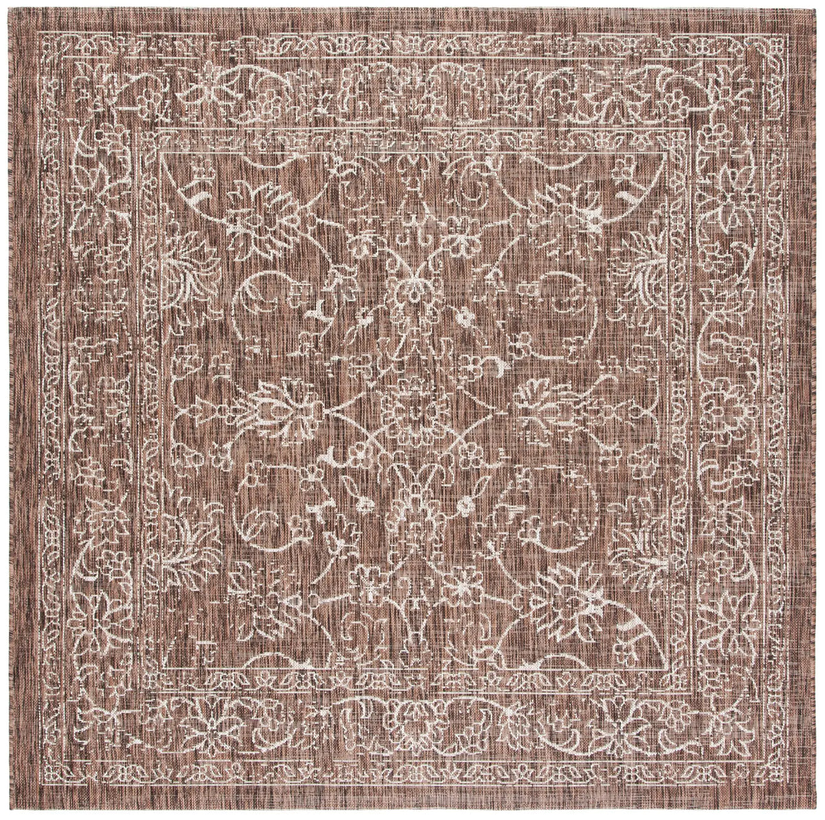 Safavieh Courtyard 6'-7" x 6'-7" Rug in Brown / Ivory