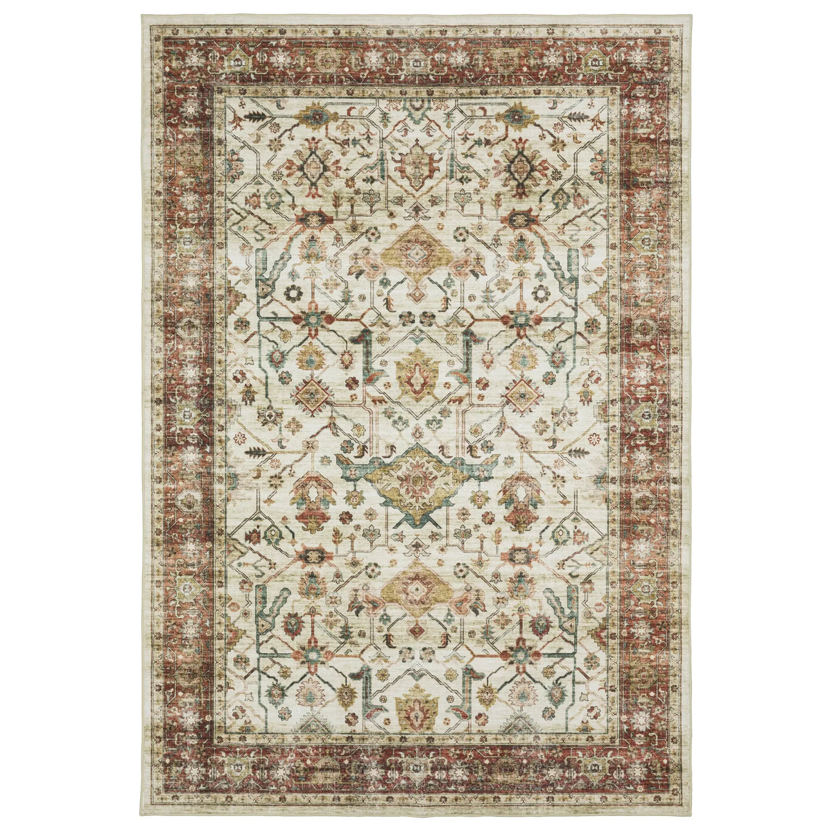 Oriental Weavers Sphinx Sumter Sum05 Ivory/ Red Rug - main flat