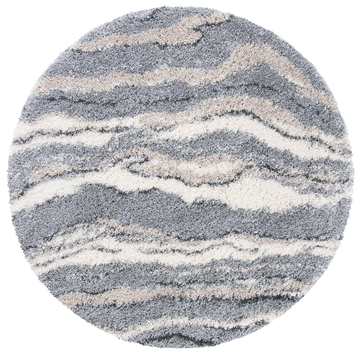 Safavieh Fontana Shag 800 6'-7" x 6'-7" Rug in Grey / Ivory