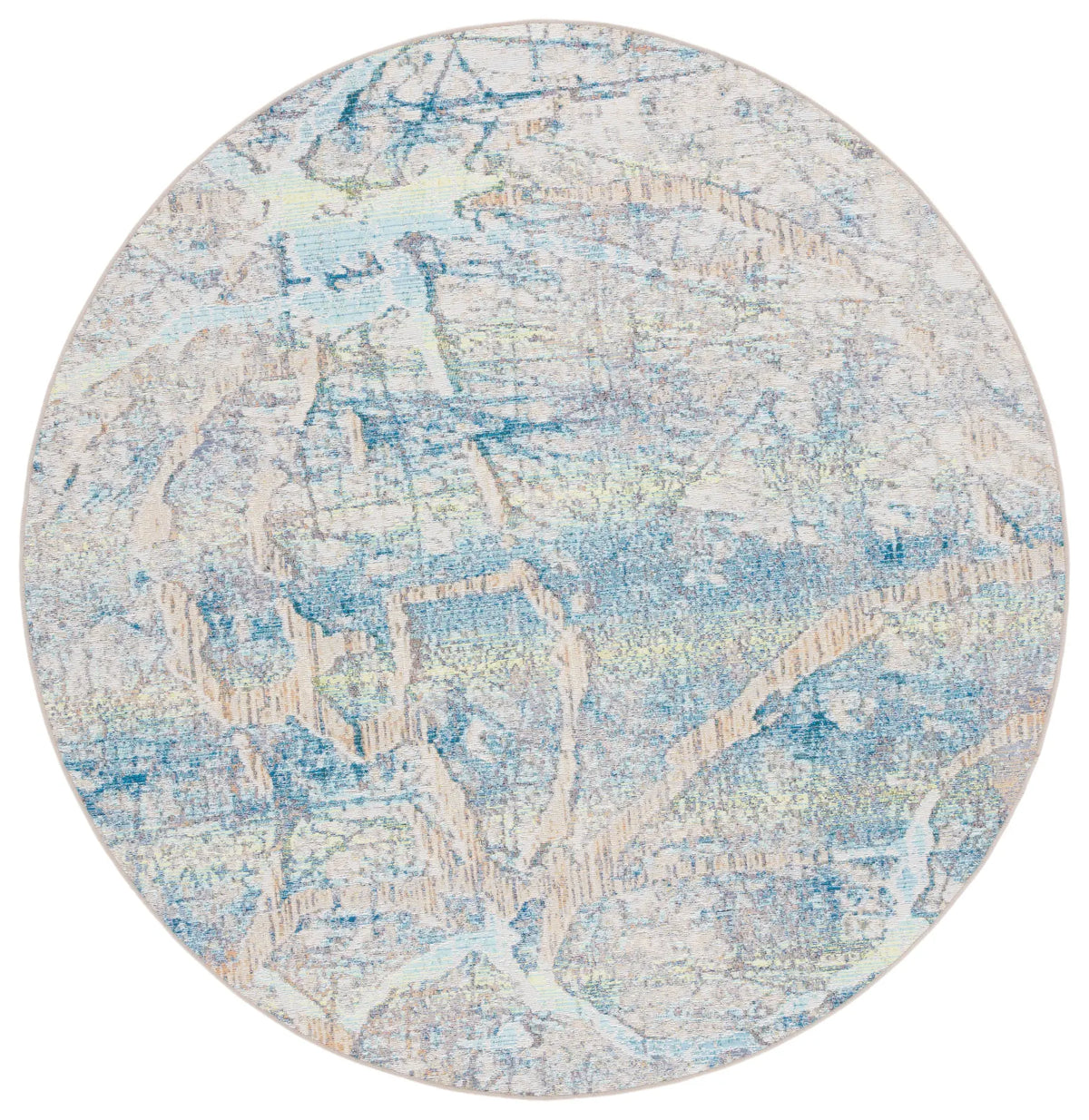 Safavieh Barbados 500 6'-6" x 6'-6" Rug in Ivory Blue / Green