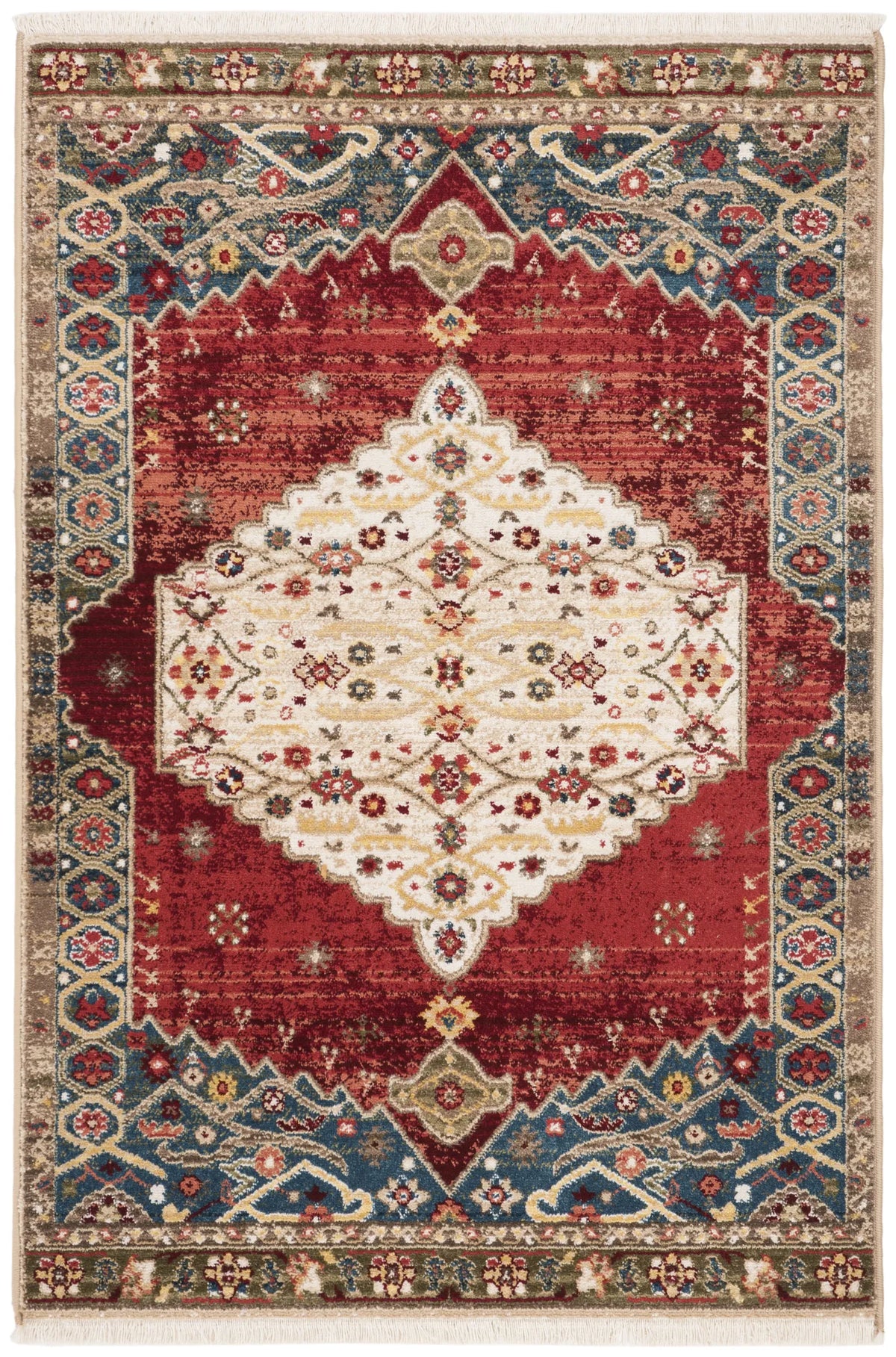 Safavieh Kashan 3'-3" x 4'-10" Rug in Ivory / Blue
