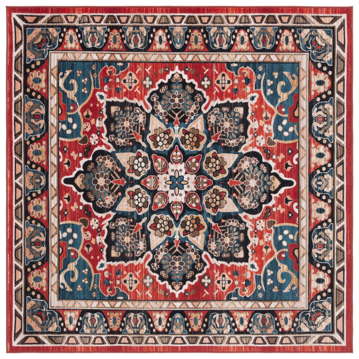 Safavieh Riviera 6'-7" x 6'-7" Rug in Black / Red