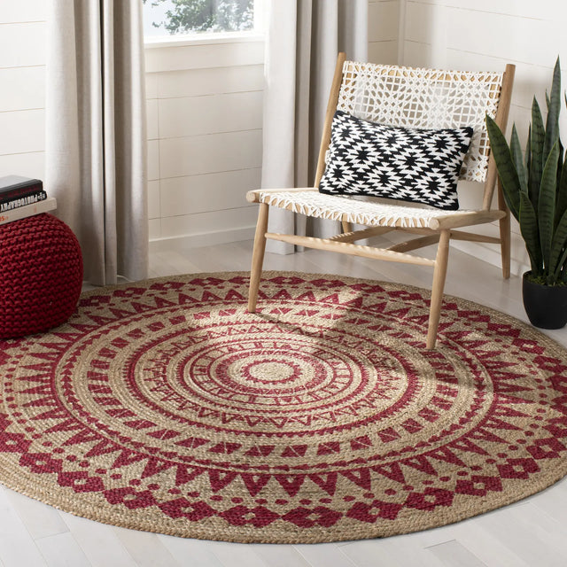Safavieh Natural Fiber 5'-0" x 5'-0" Rug in Fuchsia / Natural