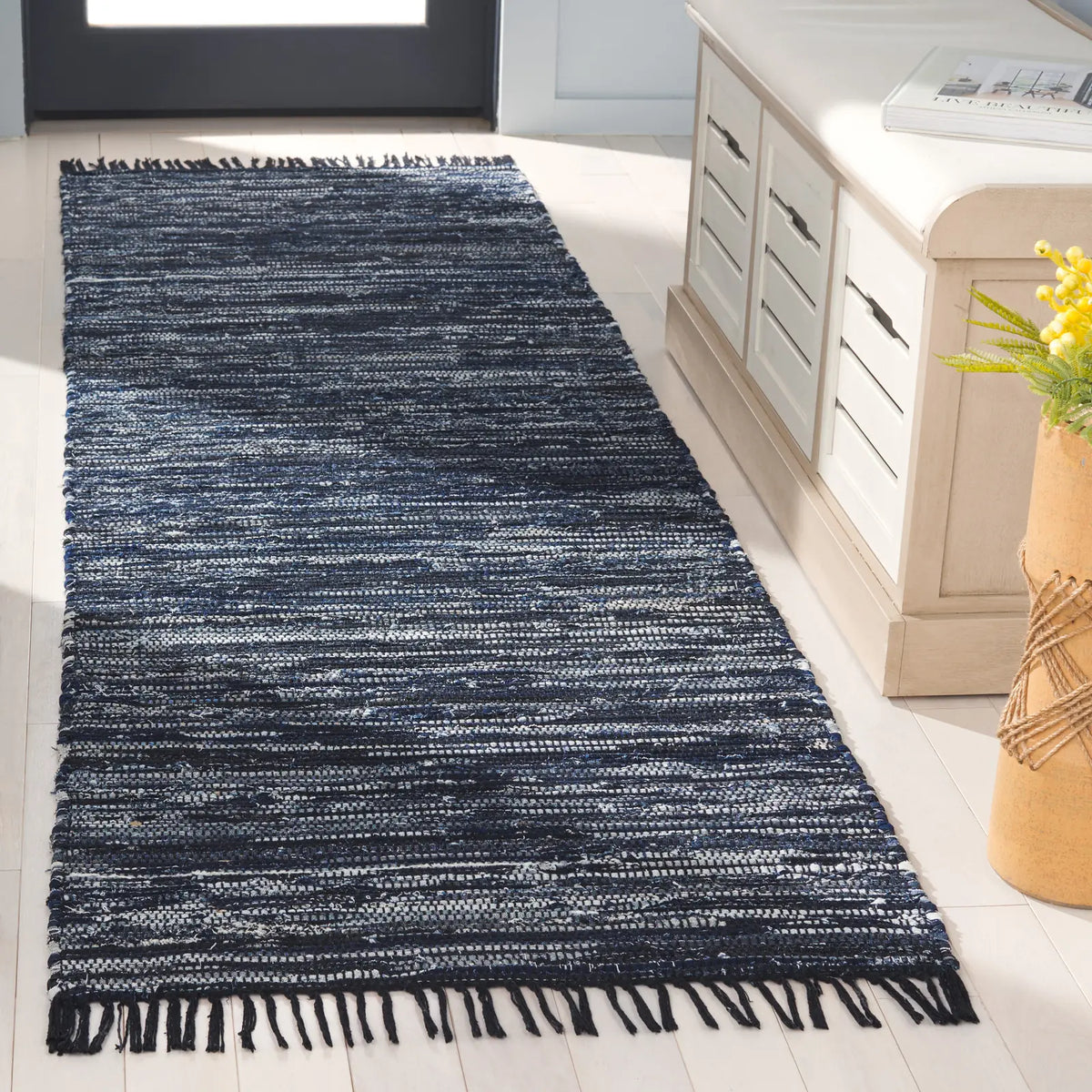 Safavieh Rag Rug 2'-3" x 8'-0" Rug in Navy / Black