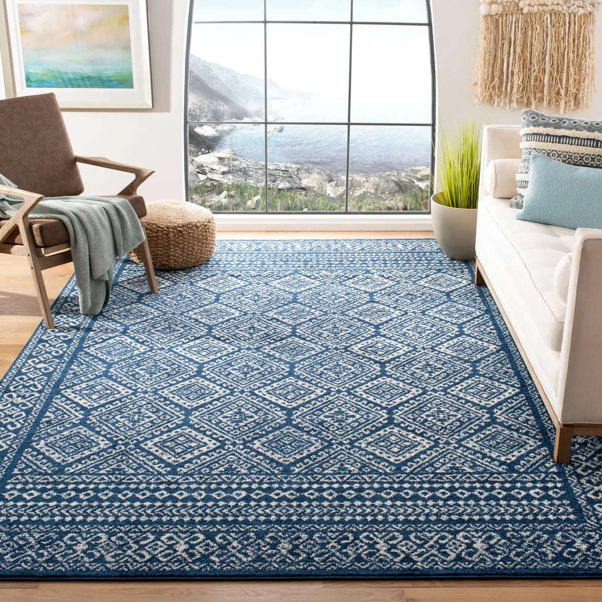 Safavieh Tulum 10'-0" x 13'-0" Rug in Navy / Ivory