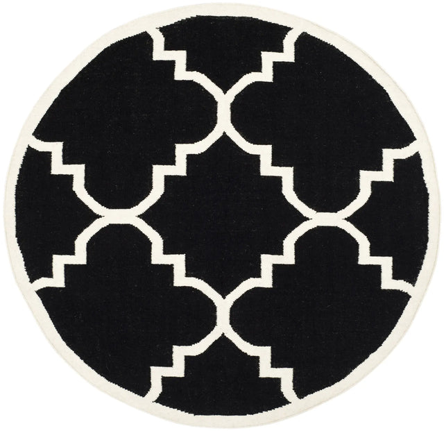 Safavieh Dhurries 6'-0" x 6'-0" Rug in Black / Ivory