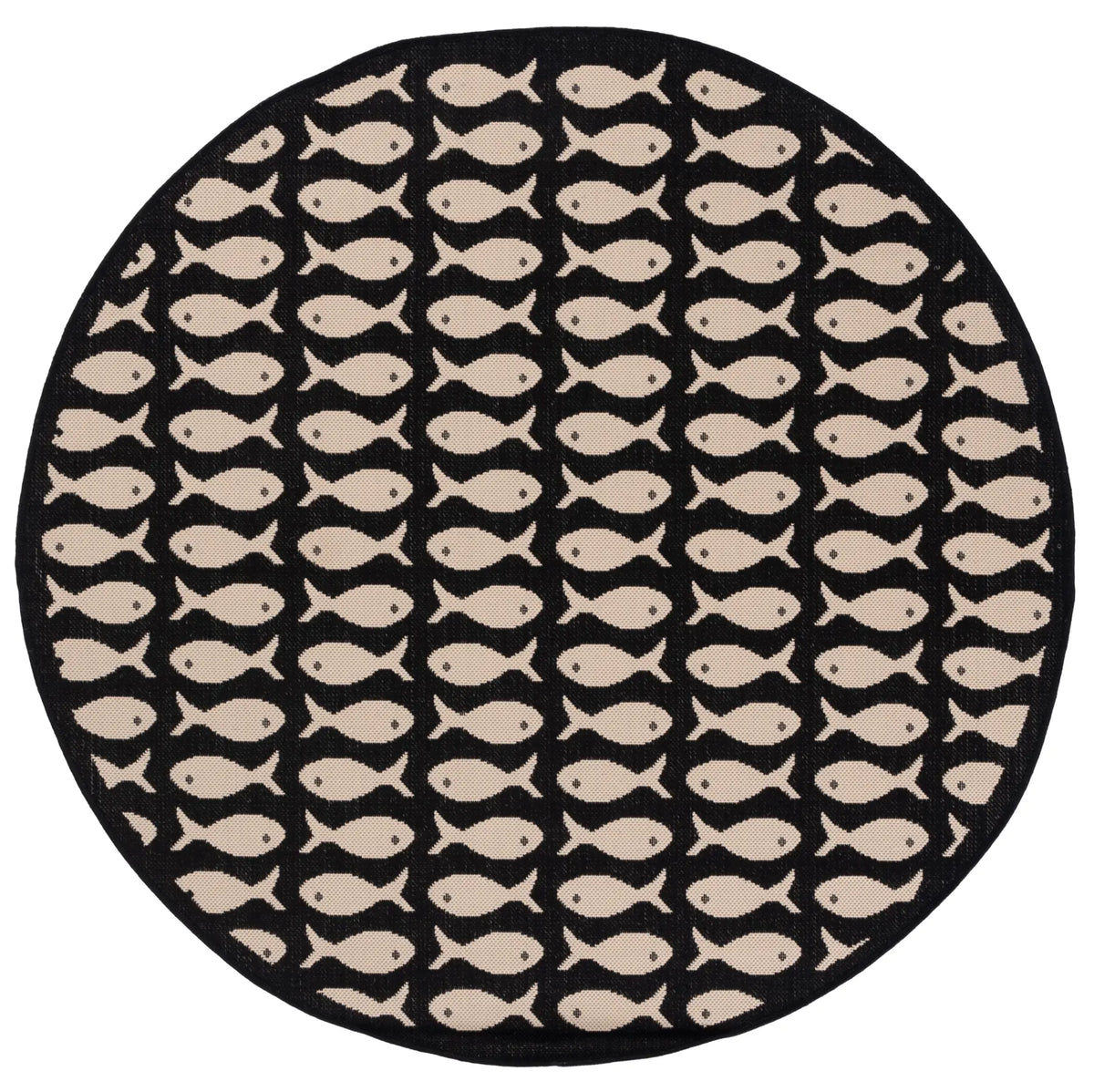 Safavieh Courtyard 5'-3" x 5'-3" Rug in Black / Beige