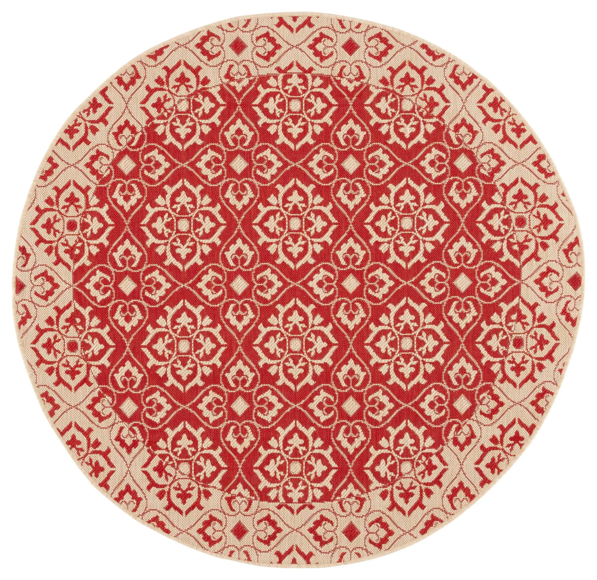 Safavieh Courtyard 5'-3" x 5'-3" Rug in Red / Creme