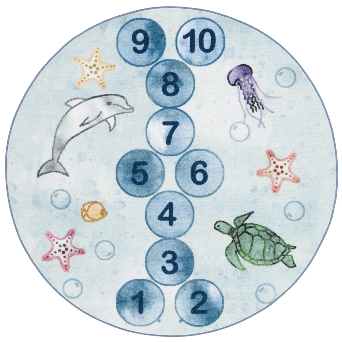 Safavieh Kids Playhouse 200 5'-0" x 5'-0" Rug in Blue / Grey