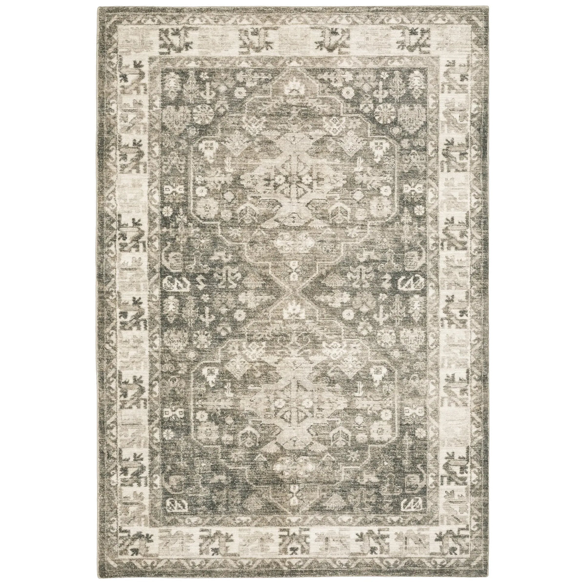 Oriental Weavers Savoy 28105 Charcoal/ Ivory Rug - main flat